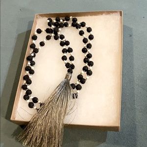Hematite Silk Tassel Necklace